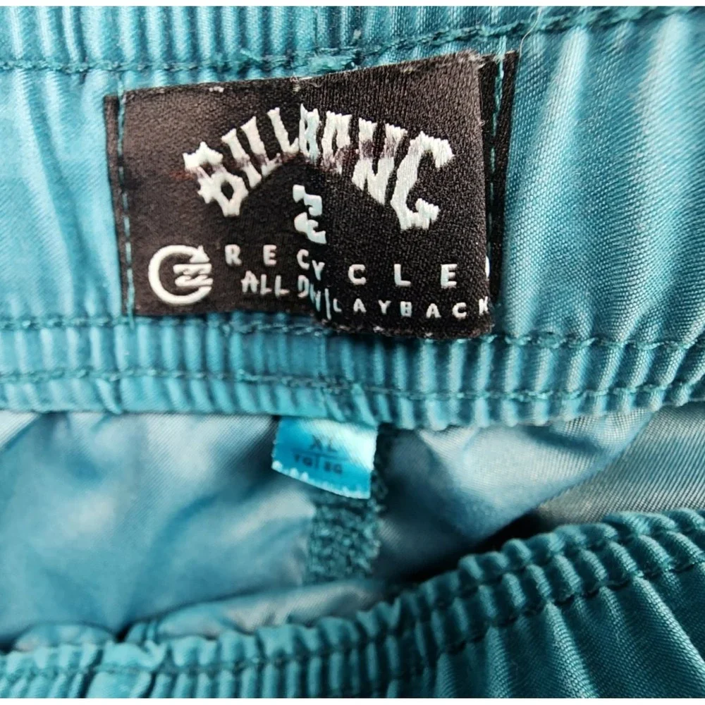 Billabong Men's Teal Blue Swim Trunks Elastic Waist Drawstring‎ Pockets XL